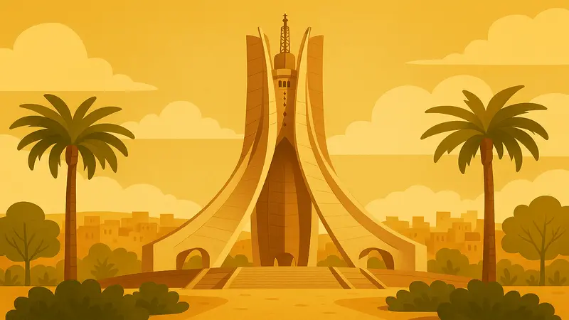 Illustration du monument of Martys memorial en algérie, symbole du patrimoine culturel des contes traditionnels francophones.