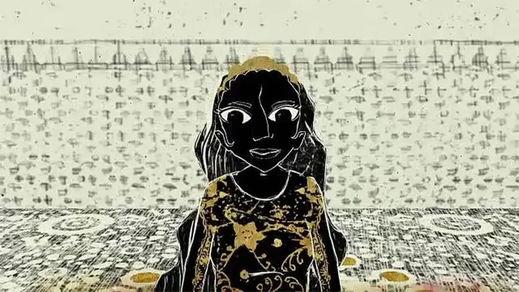 Illustration du film d'animation d'un conte - Le roi tisserand