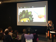 diffusion d'un film d'animation conte-moi lors d'un atelier à Montreuil