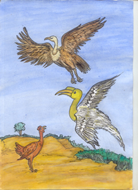 Illustration du conte traditionnel francophone les trois amis – conte du mali Illustré par Yacouba Diarra