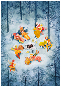 Illustration du conte traditionnel francophone grand corps sans âme illustré par Vérane Cottin